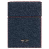 Front product shot of the Oroton Games Single Card Set in French Navy and Pebble leather for Women