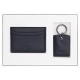 Front product shot of the Oroton Ethan Pebble Credit Card Sleeve & Bottle Opener in Dark Navy and Pebble Leather for Men