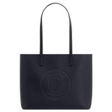 Front product shot of the Oroton Polly Medium Zip Tote in Dark Navy and Pebble Leather for Women