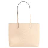 Front product shot of the Oroton Polly Medium Zip Tote in Oatmeal and Pebble Leather for Women