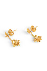 Front product shot of the Oroton Daisy Drop Studs in 18K Gold and Recycled 925 Sterling Silver for Women