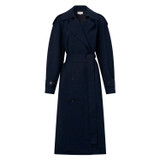 Front product shot of the Oroton Trench Coat in North Sea and 58% Viscose 42% Linen for Women