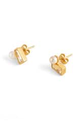 Front product shot of the Oroton Calypso Pearl Stud in 18K Gold and Sustainably sourced 925 Sterling Silver for Women