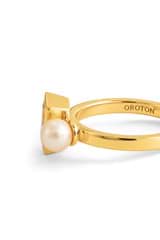 Front product shot of the Oroton Calypso Pearl Ring in 18K Gold and Sustainably sourced 925 Sterling Silver for Women