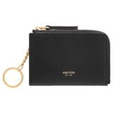 Front product shot of the Oroton Dylan Pouch With Key Ring in Black and Pebble Leather for Women