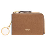 Front product shot of the Oroton Dylan Pouch With Key Ring in Tan and Pebble Leather for Women