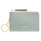 Front product shot of the Oroton Dylan Pouch With Key Ring in Duck Egg and Pebble Leather for Women