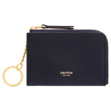 Front product shot of the Oroton Dylan Pouch With Key Ring in Dark Navy and Pebble Leather for Women