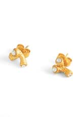 Front product shot of the Oroton Lucia Studs in Worn Gold and Brass for Women