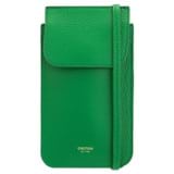 Front product shot of the Oroton Margot Phone Crossbody in Jewel Green and Pebble leather for Women