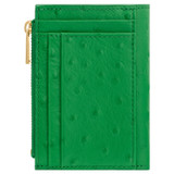 Back product shot of the Oroton Jemima Texture 10 Credit Card Mini Zip Wallet in Jewel Green and Ostish embossed leather for Women