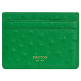 Front product shot of the Oroton Jemima Texture Card Holder in Jewel Green and Ostish embossed leather for Women