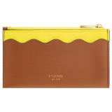 Front product shot of the Oroton Ric Rac 8 Credit Card Mini Zip Pouch in Amber/Daisy and Smooth leather for Women