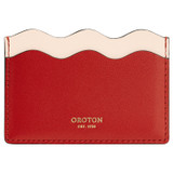 Front product shot of the Oroton Ric Rac Credit Card Sleeve in Dark Poppy/Washed Peach and Smooth Leather for Women