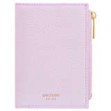 Front product shot of the Oroton Jemima 10 Credit Card Mini Zip Wallet in Orchid and Pebble leather for Women