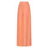 Front product shot of the Oroton Drape Back Skirt in Bright Melon and 85% polyester, 15% silk for Women