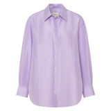 Front product shot of the Oroton Silk Long Sleeve Shirt in Lilac and 100% silk for Women