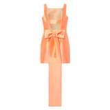 Front product shot of the Oroton Drape Back Mini Dress in Bright Melon and 85% polyester, 15% silk for Women
