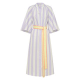 Front product shot of the Oroton Block Stripe Shirt Dress in Lilac and 100% cotton for Women
