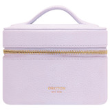 Front product shot of the Oroton Jemima Round Travel Jewellery Case in Orchid and Pebble leather for Women