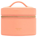 Front product shot of the Oroton Jemima Round Travel Jewellery Case in Summer Melon and Pebble leather for Women