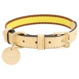 Front product shot of the Oroton Archer Webbing Dog Collar in Daisy/Natural and Polyester webbing for Women