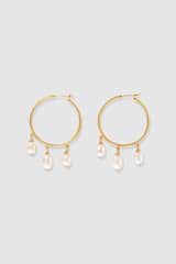 Front product shot of the Oroton Marleigh Hoops With Drop Pearls in Gold and Brass for Women