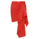 Front product shot of the Oroton Poplin Short Sarong Skirt in Poppy and 100% cotton for Women