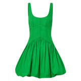 Front product shot of the Oroton Short Tie Back Dress in Jewel Green and 100% cotton for Women
