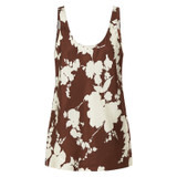 Front product shot of the Oroton Silhouette Print Silk Tank in Deep Spice and 100% silk for Women