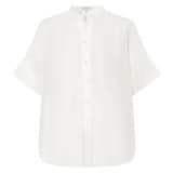 Front product shot of the Oroton Short Sleeve Silk Dupion Overshirt in White and 100% silk for Women