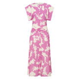 Front product shot of the Oroton Silhouette Print Silk Dress in Carmine Pink and 92% silk, 8% spandex for Women