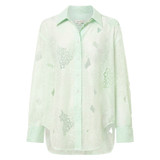 Front product shot of the Oroton Lace Overshirt in Sea Spray and 100% polyester for Women