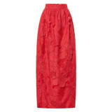 Front product shot of the Oroton Long Lace Skirt in Poppy and 100% polyester for Women