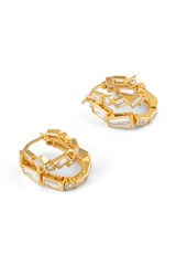 Front product shot of the Oroton Calypso Cluster Double Hoops in 18K Gold and Recycled Sterling Silver for Women