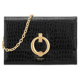 Front product shot of the Oroton Alexa Texture Wallet Clutch in Black and Croc Effect Leather for Women