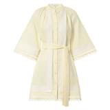 Front product shot of the Oroton Loop Detail Smock Dress in Lemon Curd and 100% linen for Women