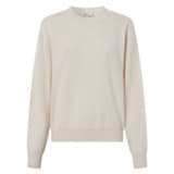 Front product shot of the Oroton Long Sleeve Cashmere Crew Knit in Meringue and 100% Cashmere for Women