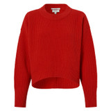 Front product shot of the Oroton Merino Ribbed Crew Knit in Poppy and 100% Merino Wool for Women