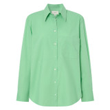 Front product shot of the Oroton Poplin Long Sleeve Shirt in Apple and 100% cotton for Women