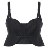 Front product shot of the Oroton Scallop Bodice Top in Black and 100% Linen for Women