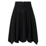 Front product shot of the Oroton Scallop Midi Skirt in Black and 100% Linen for Women