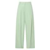 Front product shot of the Oroton Twill Pleat Pant in Eau De Nil and 77% cotton 23% linen for Women