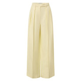 Front product shot of the Oroton Pleat Pant in Lemon Curd and 81% viscose, 17% cotton, 2% elastane for Women