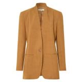 Front product shot of the Oroton Single Breasted Blazer in Toffee and 58% viscose, 42% linen for Women