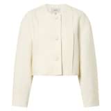 Front product shot of the Oroton Crop Jacket in Cream and 58% Viscose, 42% Linen for Women