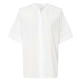 Front product shot of the Oroton Cotton Camp Shirt in White and 100% Cotton for Women