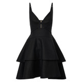 Front product shot of the Oroton Tiered Bodice Dress in Black and 100% Linen for Women