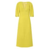 Front product shot of the Oroton Bodice Dress in Vivid Yellow and 58% Viscose, 42% Linen for Women