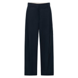 Front product shot of the Oroton Twill Pleat Pant in North Sea and 77% cotton 23% linen for Women